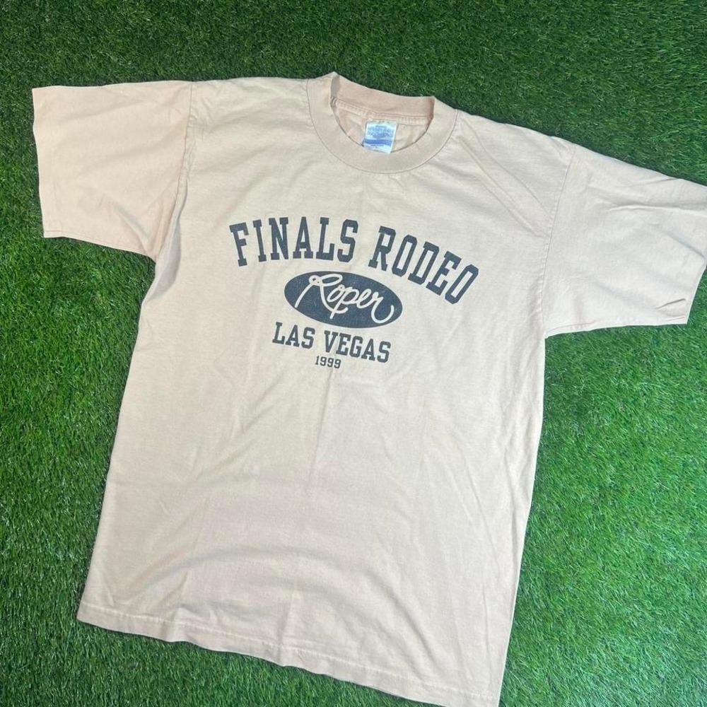 Vintage 1999 Finals Rodeo Las Vegas Roper T Shirt Beige Western Tee